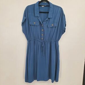 ♡ Lucky Brand Short-sleeved Button Up Shirt Dress Size XL